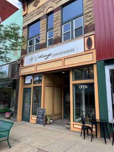 Vintage Coffeehouse storefront open to the sidewalk