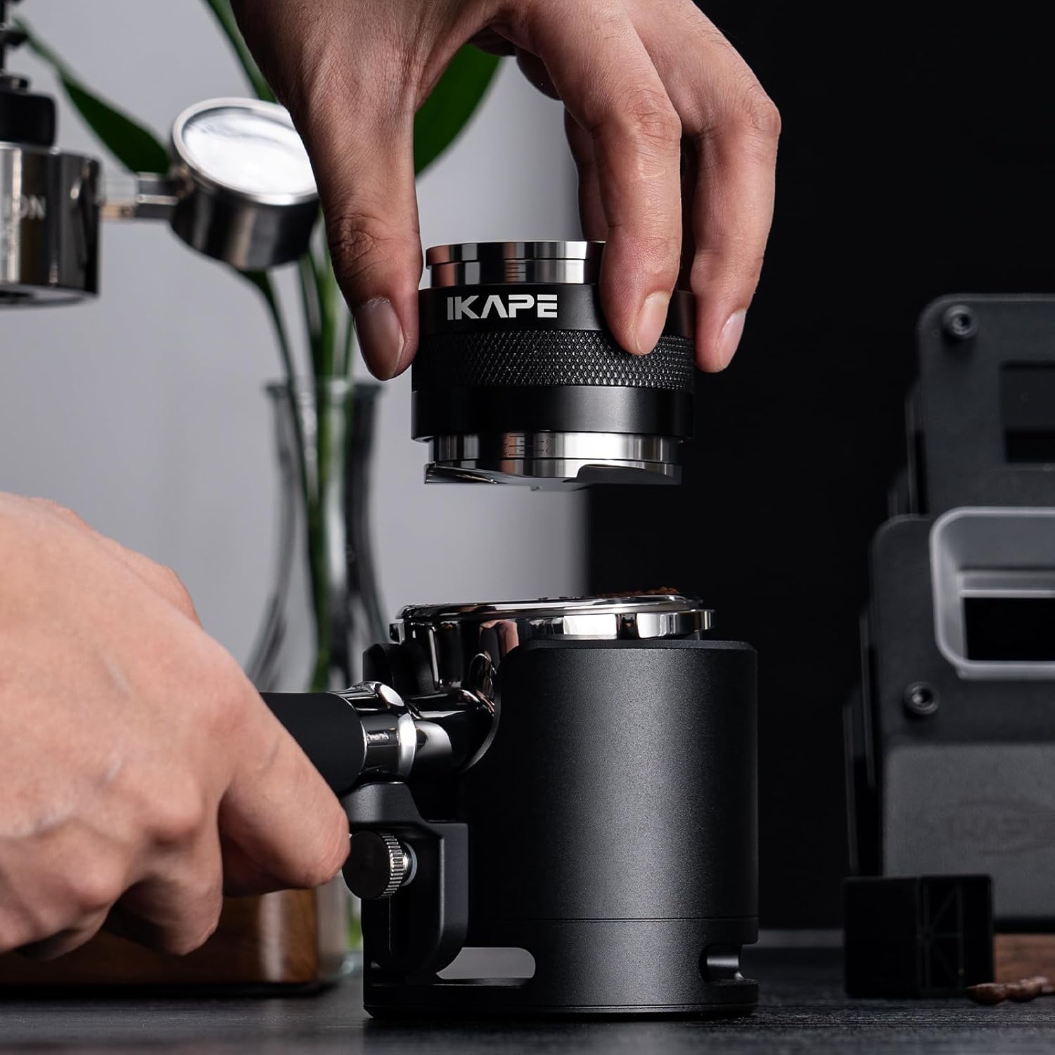 IKAPE 53MM Black Espresso Tool Set - Tamper, Distributor & Tamp Station Bundle Accessories alternate view 2